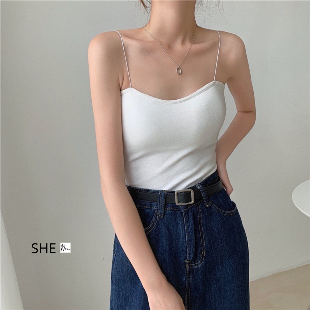 Áo 2 dây bún sợi mảnh màu đen trắng | BigBuy360 - bigbuy360.vn