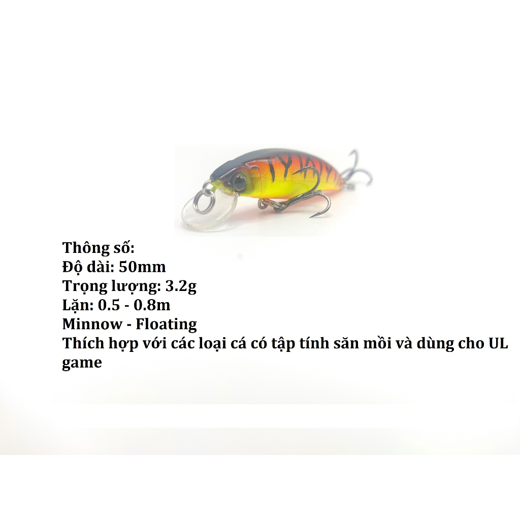 Mồi câu cá Hirushima Minnow M - RUF50 do Hita Lure phân phối chính hãng