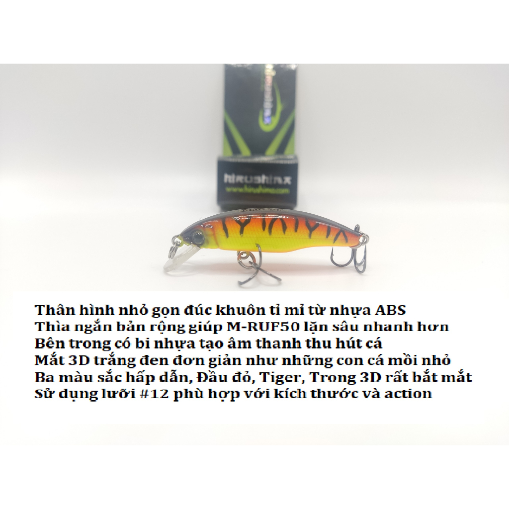 Mồi câu cá Hirushima Minnow M - RUF50 do Hita Lure phân phối chính hãng