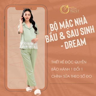 Bộ Đồ Mặc Nhà Bầu & Sau Sinh Cho Con Bú Dream Bán Lẻ Áo & Quần Glam Nest SAN003