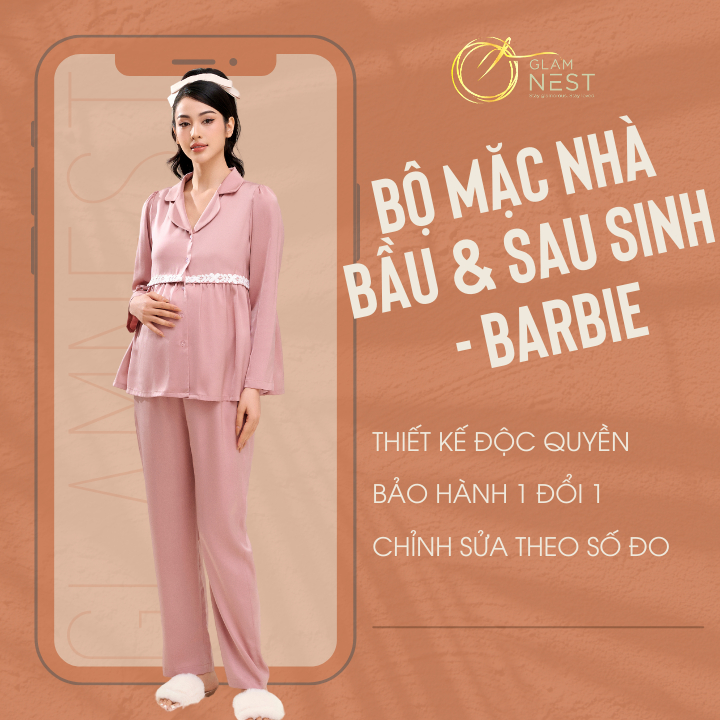 Bộ Đồ Bầu Mặc Nhà Và Sau Sinh Cho Con Bú Bigzie Barbie Glam Nest SAD002