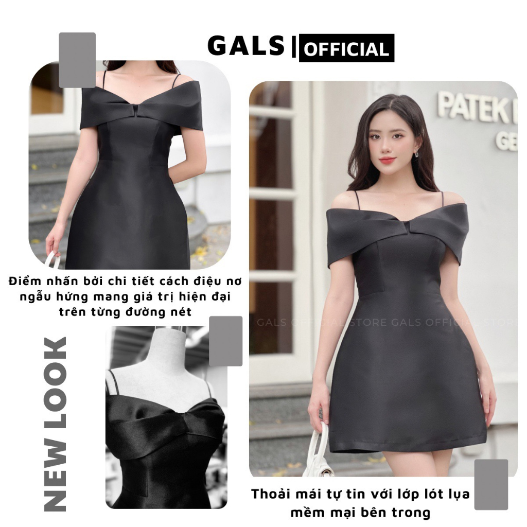 Váy nữ thiết kế Cellina Dress ôm vai tôn dáng dự tiệc sang trọng - Đen