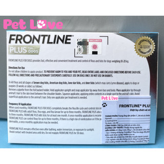 [Mã PET80K giảm 8% tối đa 80K đơn 350K] Frontline Plus nhỏ gáy diệt ve rận, bọ chét (chó 10 - 20kg, 1 hộp x 3 tuýp)