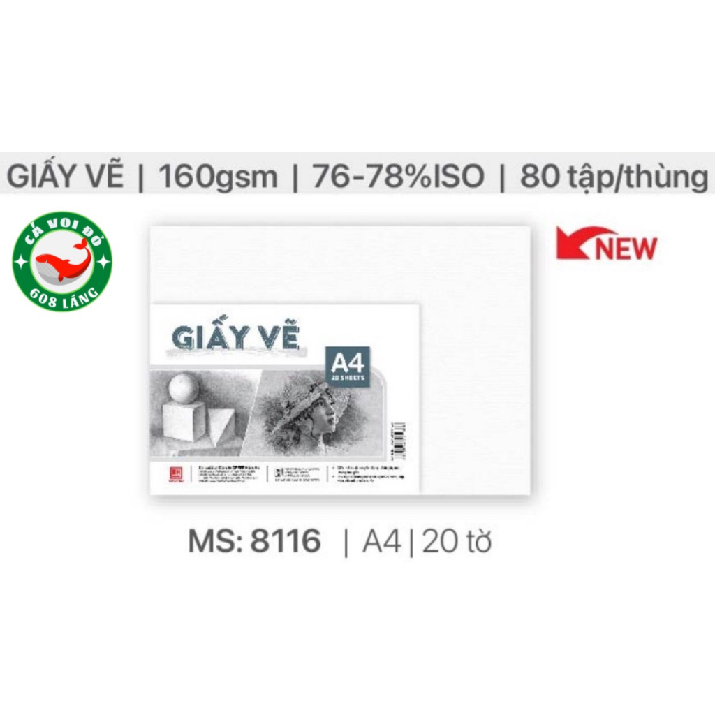 Tập giấy vẽ Hồng Hà khổ A3/A4/ Giấy vẽ định lượng 160g/m2 chuyên cho màu chì, sáp, màu nước.