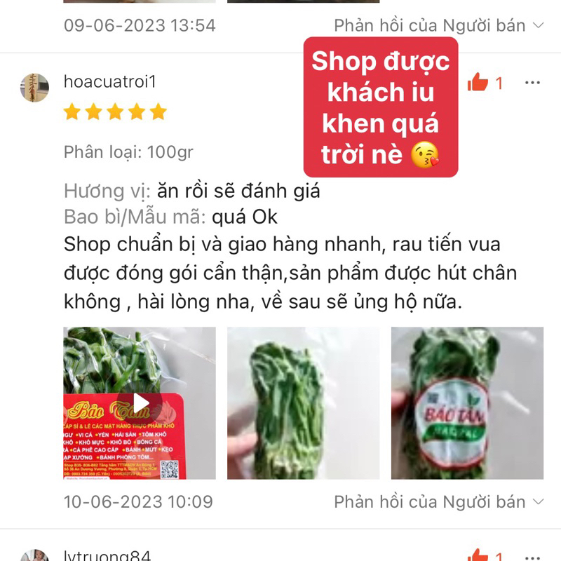 RAU TIẾN VUA KHÔ LOẠI 1 - xanh, non, giòn, thơm - hút chân không từng gói