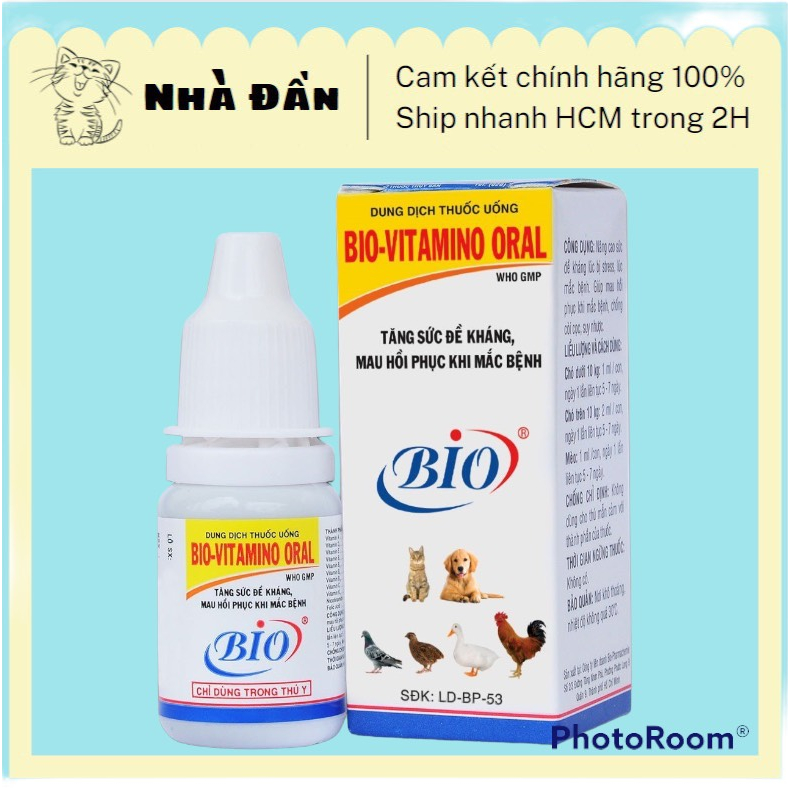 Bio Vitamino Oral bổ sung vitamin cho chó mèo 10ml