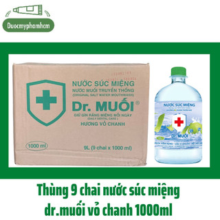 Thùng 9 chai nước súc miệng dr muối hương chanh 1000ml