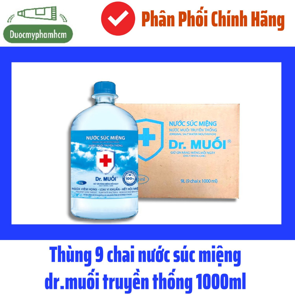 Thùng 9 Chai Nước Súc Miệng Dr Muối Hương Chanh 1000ml