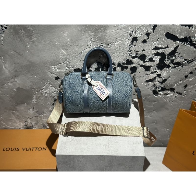Túi LV Keepall(nam&amp;nữ) sz25cm da bì họa tiết denim mới cực chất fullbox vip