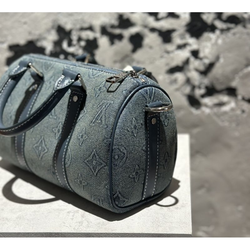 Túi LV Keepall(nam&amp;nữ) sz25cm da bì họa tiết denim mới cực chất fullbox vip