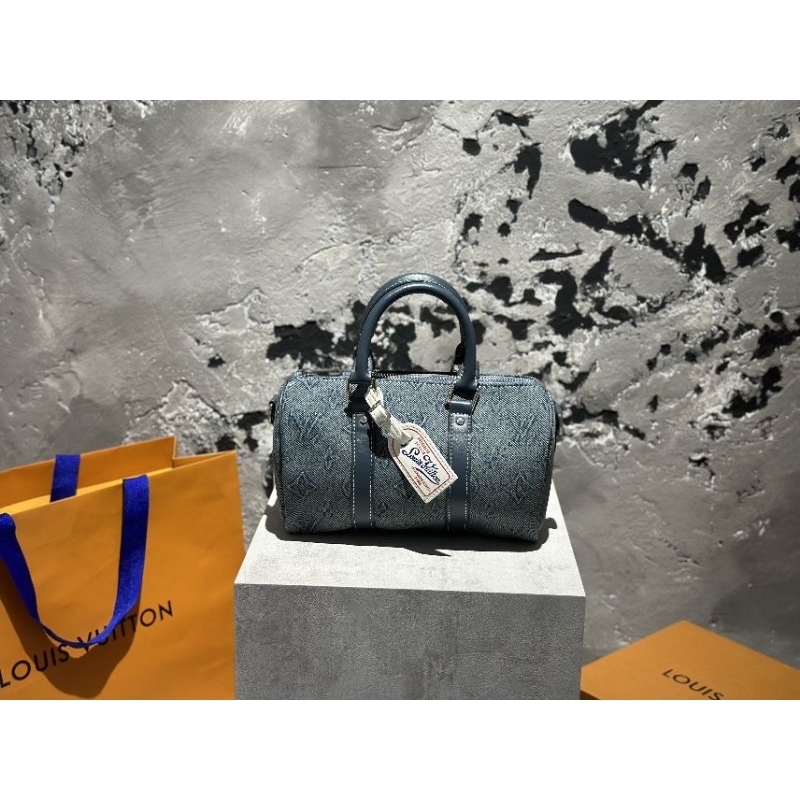 Túi LV Keepall(nam&amp;nữ) sz25cm da bì họa tiết denim mới cực chất fullbox vip