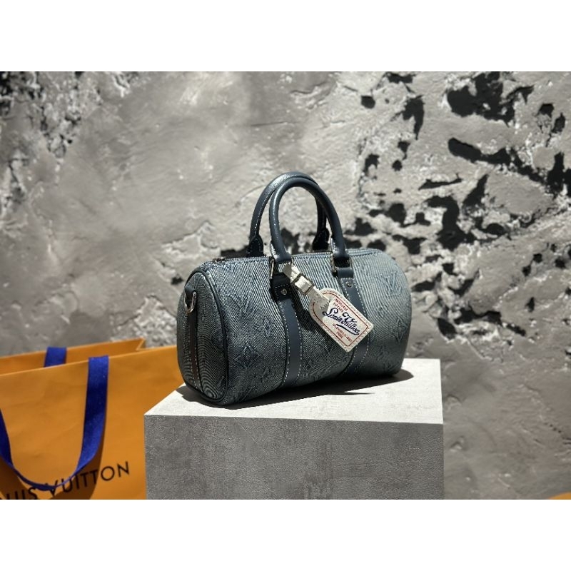 Túi LV Keepall(nam&amp;nữ) sz25cm da bì họa tiết denim mới cực chất fullbox vip