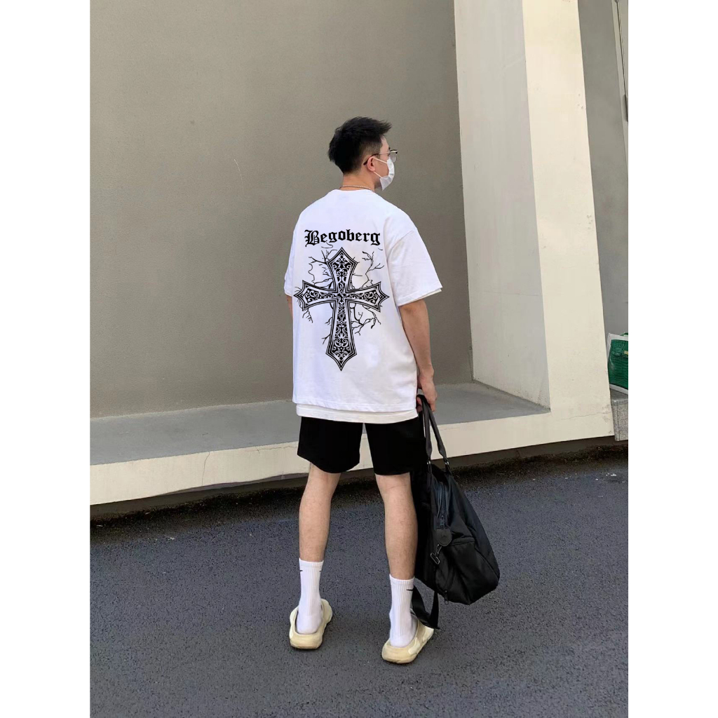 Áo thun PEARDODO 100% cotton dáng rộng in họa tiết thời trang unisex