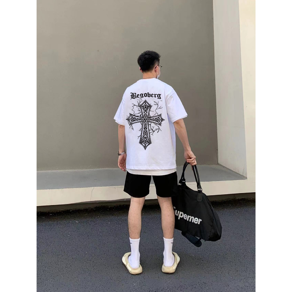 Áo thun PEARDODO 100% cotton dáng rộng in họa tiết thời trang unisex