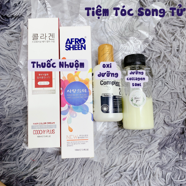 Sét Nhuộm Tóc Nâu Đỏ Trầm Nhuộm Tại Nhà Kèm Oxi Và Găng Tay HDSD