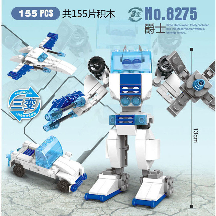 Mô hình đồ chơi Robot,  đồ chơi xếp hình trí tuệ Robot chiến binh 3in1
