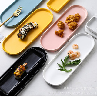 (HOT) Khay, đĩa sushi dài hình oval/chữ nhật - Chén Dĩa bát đĩa nhà hàng sứ cao cấp xuất khẩu, men mờ