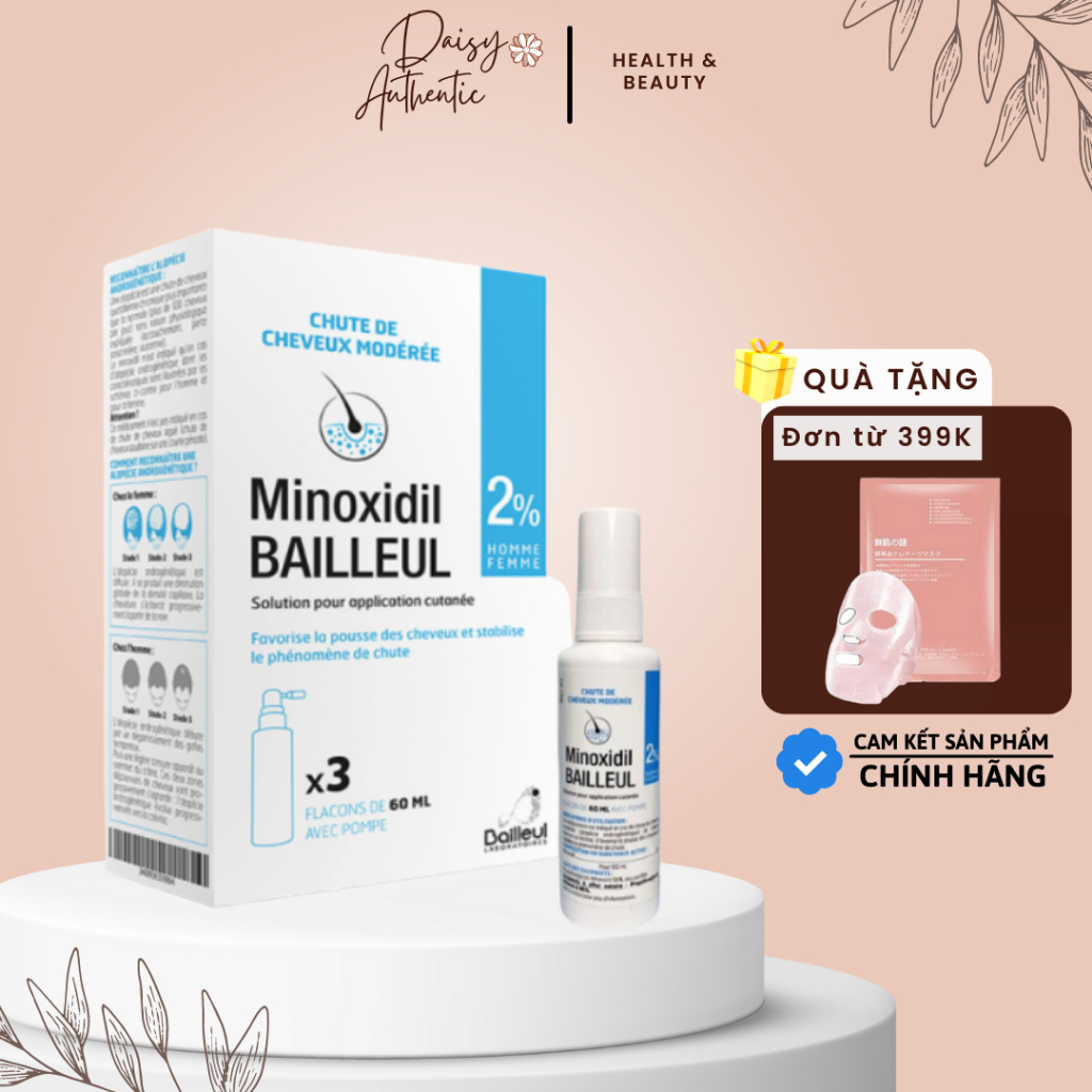 Xịt Mọc Tóc Minoxidil Bailleul 2% 5% lọ 60ml (Pháp) - Ngăn Rụng Tóc Hiệu Quả
