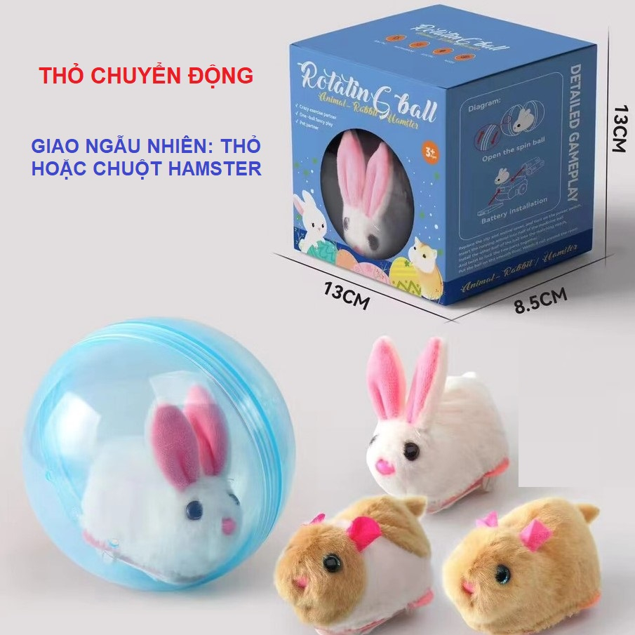 Đồ chơi cho bé tập bò thỏ bông cute chạy trong quả bóng cực vui, quà tặng sinh nhật cho bé