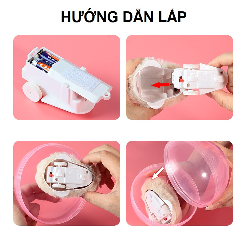 Đồ chơi cho bé tập bò thỏ bông cute chạy trong quả bóng cực vui, quà tặng sinh nhật cho bé