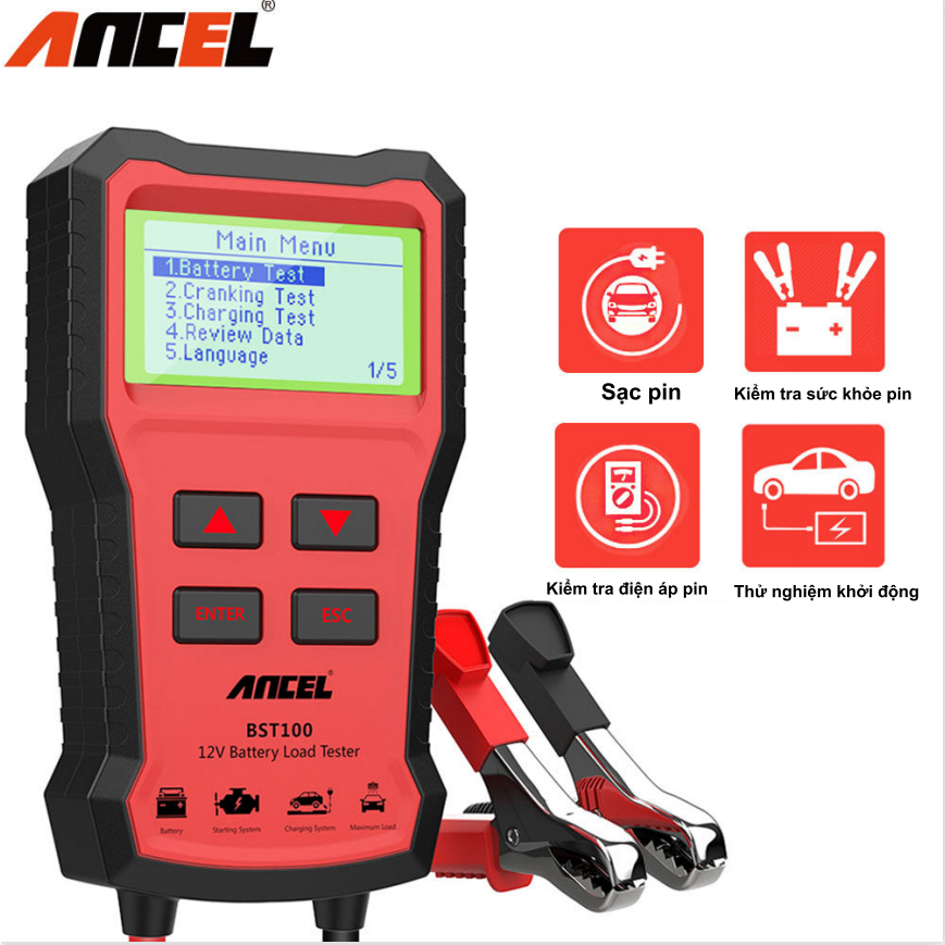 ANCEL BST100 Máy kiểm tra ắc quy 12V Cho Xe Hơi / Xe Máy / Xe Tải / Tàu Thuyền