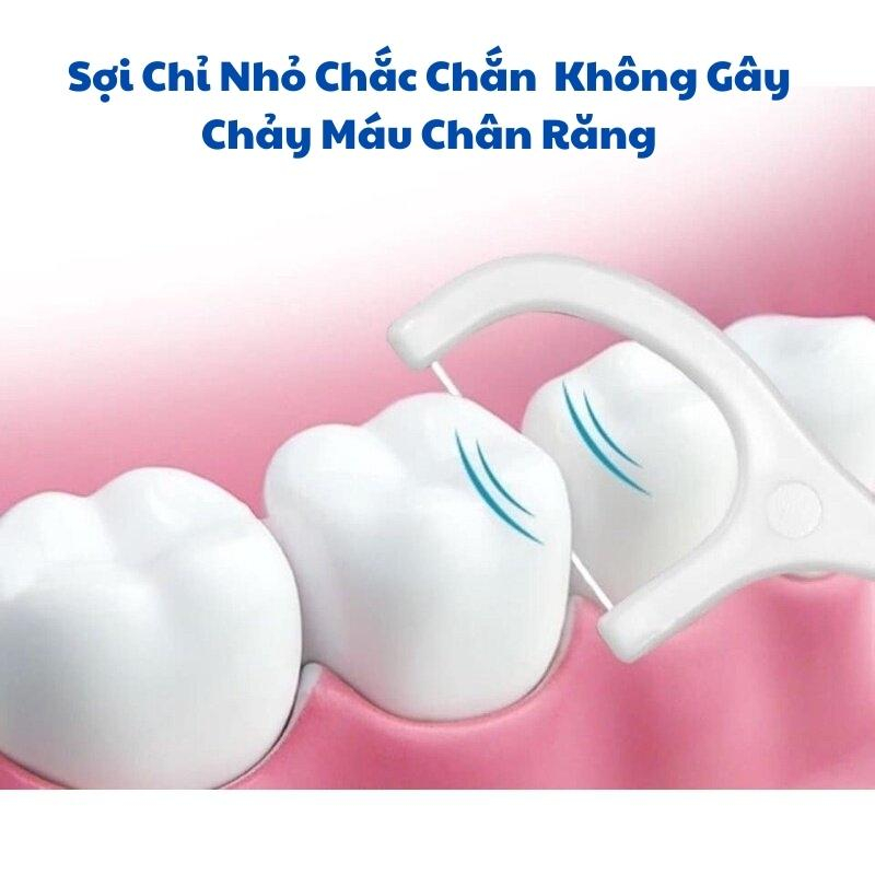 Tăm Chỉ Nha Khoa Bạc Hà Loại Bỏ Mảng Bám Ngăn Ngừa Sâu Răng, Chỉ Nha Khoa Gói 50 Chiếc Bảo Vệ Sức Khoẻ Răng Miệng