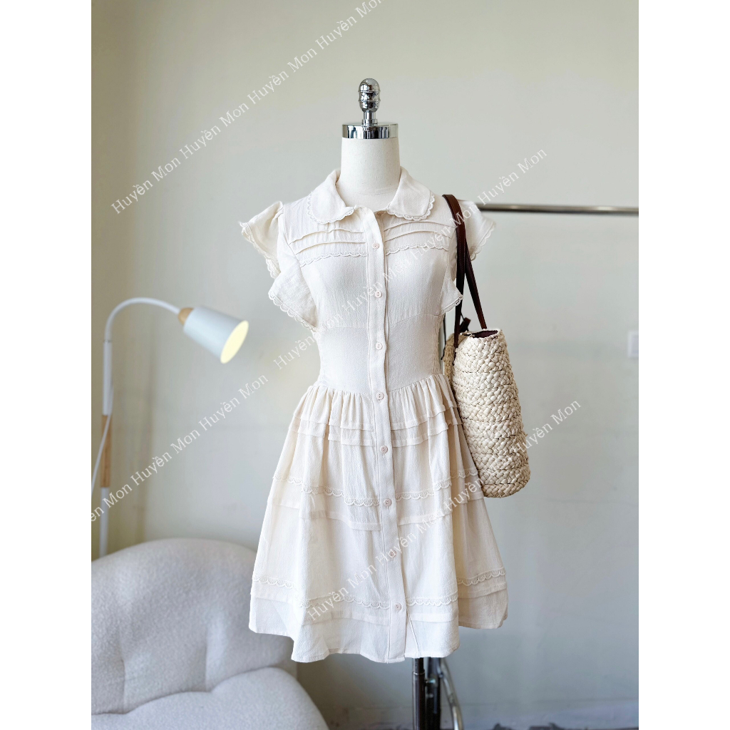 Váy thô pha viền ren bo eo