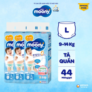 V Bộ 3 Tã quần cao cấp Moony Bé Trai L44 XL38 XXL26 - Nhập khẩu Nhật Bản