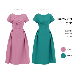 Váy xòe LYN TRAN DX-2638N nhún chân ngực đai chéo Chất Biên Mềm Mịn Trơn Sóng