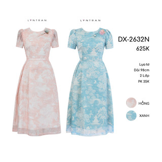 Váy xòe LYN TRAN DX-2632N cut out vai Chất Lụa Tơ Mềm Mịn