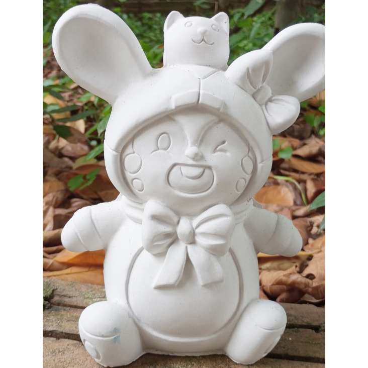 Tượng tô màu thỏ đeo nơ