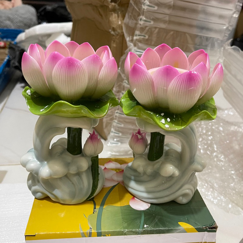 ĐẾ NẾN GỐM SEN THỜ CÚNG THỦ CÔNG 3D TINH XẢO
