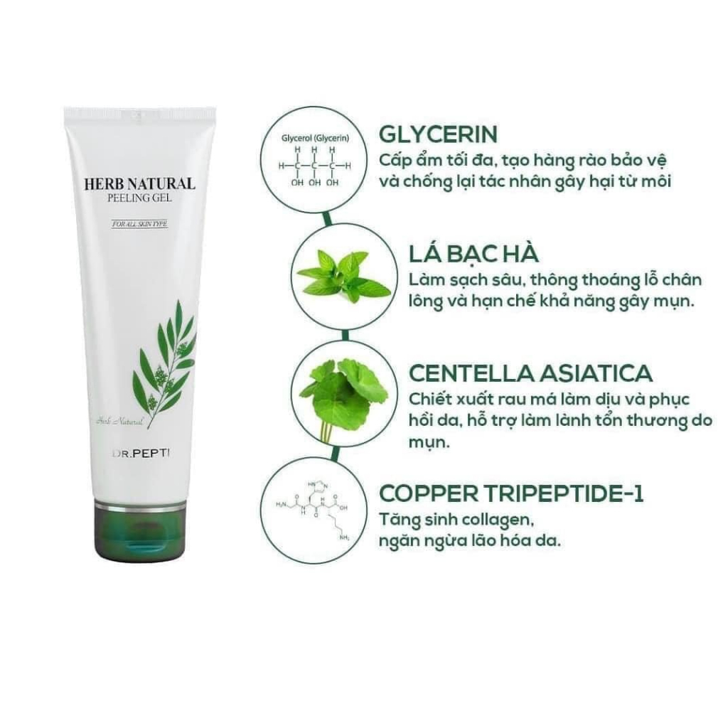 Tẩy Tế Bào Chết Dạng Gel Chiết Xuất Thảo Dược Dr.Pepti+ Herb Natural Peeling Gel 130ml