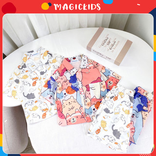 Đồ bộ bé trai bé gái cộc tay cao cấp Magickids áo sơ mi in họa tiết quần đùi Hàn Quốc Quần áo trẻ em mùa hè BR23007