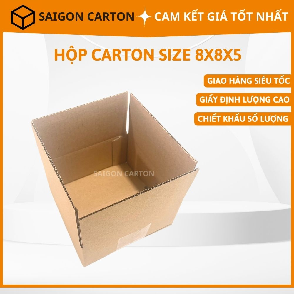 500 Hộp carton đóng hàng online size 8x8x5cm  - sản xuất bởi SAI GÒN CARTON