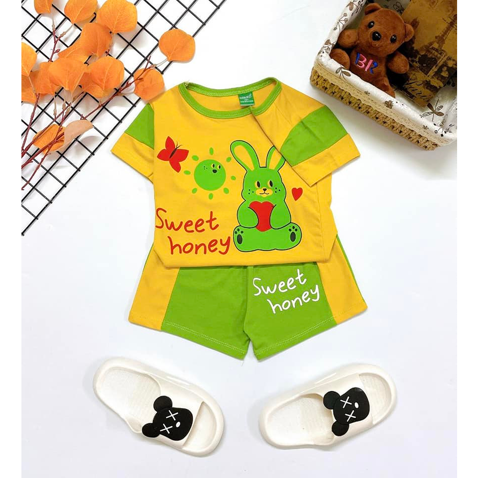 Bộ quần áo trẻ em cộc tay cho bé gái 10-25kg, màu sắc tươi đẹp, vải đẹp, thun cotton co giãn 4 chiều, thấm hút mồ hôi