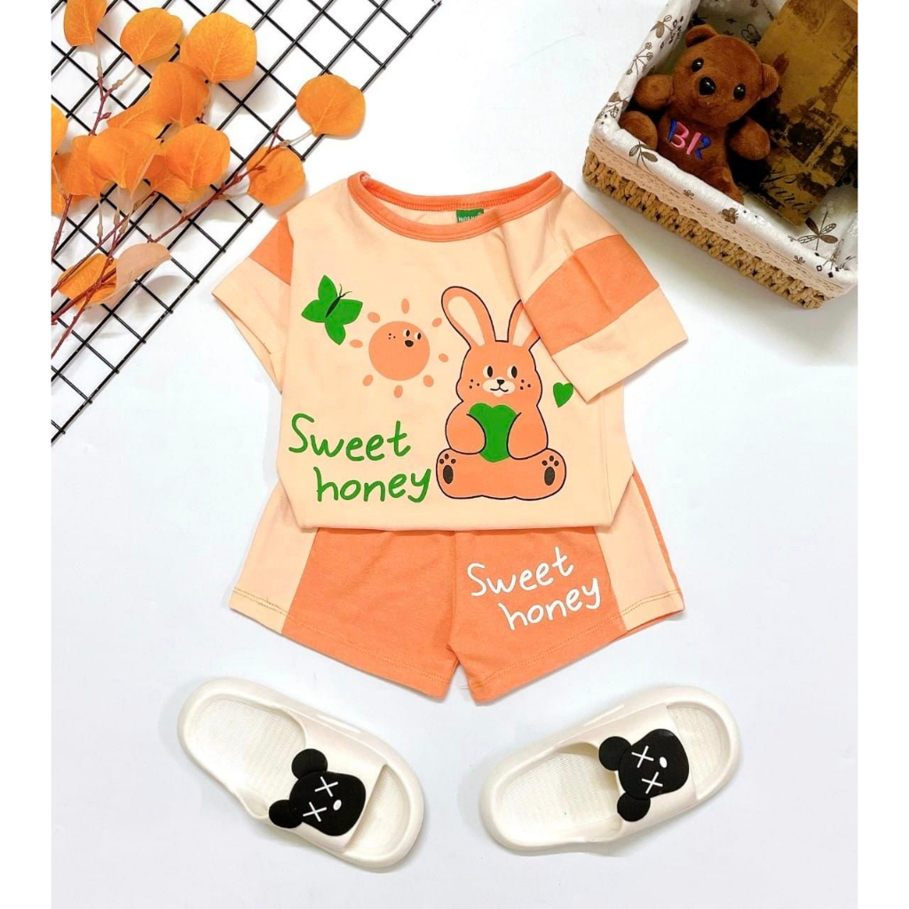 Bộ quần áo trẻ em cộc tay cho bé gái 10-25kg, màu sắc tươi đẹp, vải đẹp, thun cotton co giãn 4 chiều, thấm hút mồ hôi