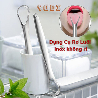 Dụng cụ vệ sinh lưỡi thông minh bằng inox không rỉ - cây rơ lưỡi thép - dụng cụ cạo rơ lưỡi inox