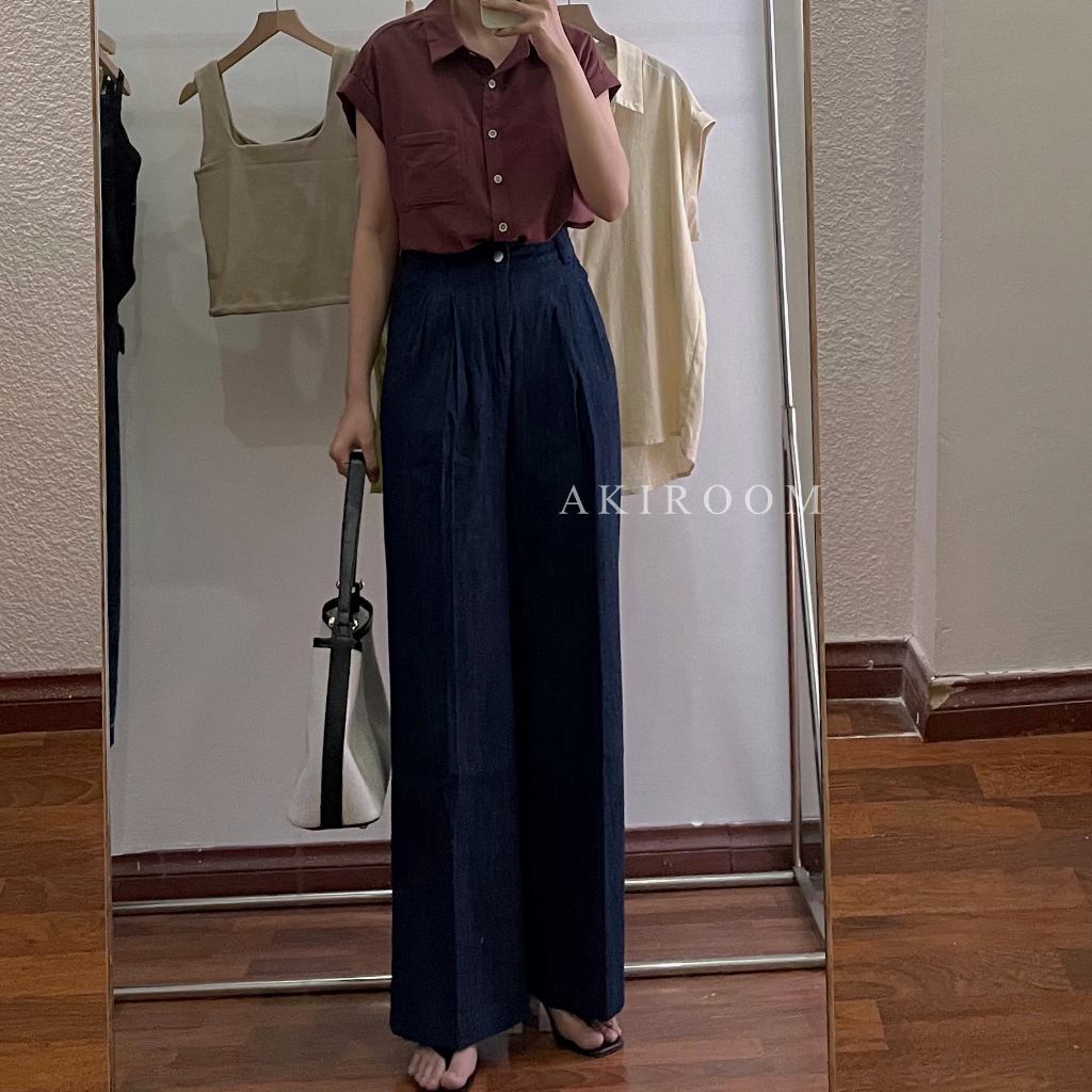 Áo sơ mi thô đũi mỏng tay hến 005