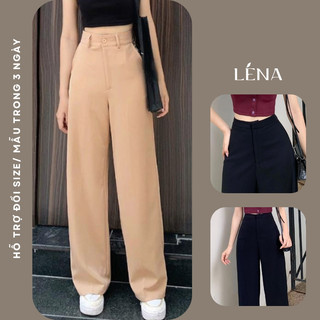 Quần tây ống suông lưng cao LENA - Quần ống suông nữ lưng cao trẻ trung xinh đẹp GMQ100