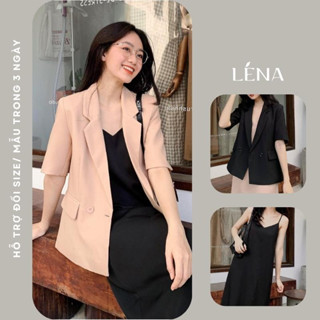 Áo Blazer nữ dáng vest tay lỡ 2 lớp LENA có đệm vai phối váy 2 dây dáng dài trẻ trung thanh lịch GMA027