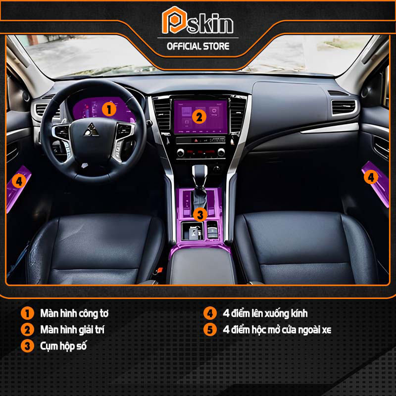 Dán PPF trong suốt bảo vệ nội thất xe Mitsubishi Pajero Sport 2020-2023