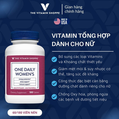 Viên Uống Vitamin Tổng Hợp Cho Phụ Nữ & Phụ Nữ Sau Sinh Vitamin Shoppe One Daily Women’s 60 viên