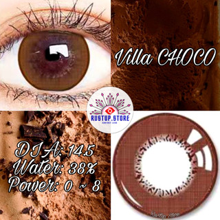 Contact lens dòng villa màu nâu choco ~ từ 0~>8 độ.