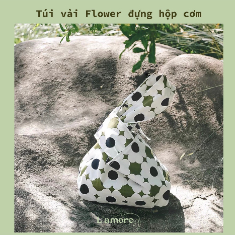 Túi đựng hộp cơm hoạ tiết hoa phong cách Nhật Bản
