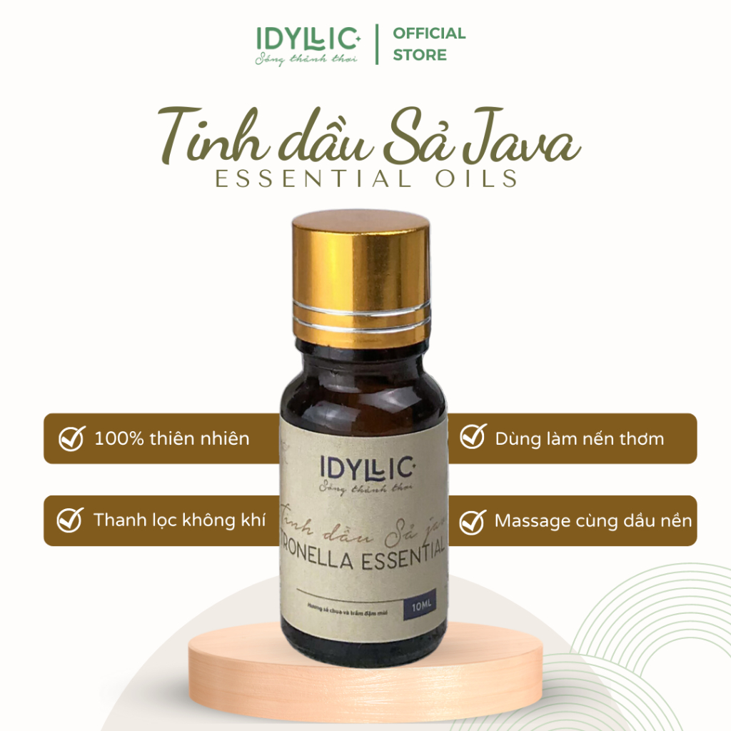 Tinh Dầu Sả Java Idyllic | 100% Thiên Nhiên Xông Phòng, Làm Nến Thơm, Massage Body