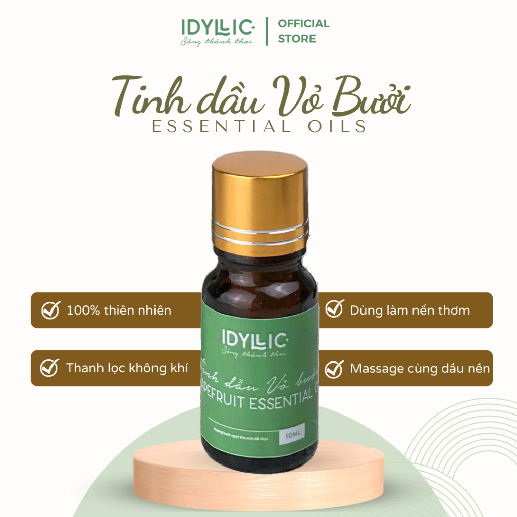Tinh Dầu Vỏ Bưởi Idyllic | 100% Thiên Nhiên Xông Phòng, Làm Nến Thơm, Massage Body