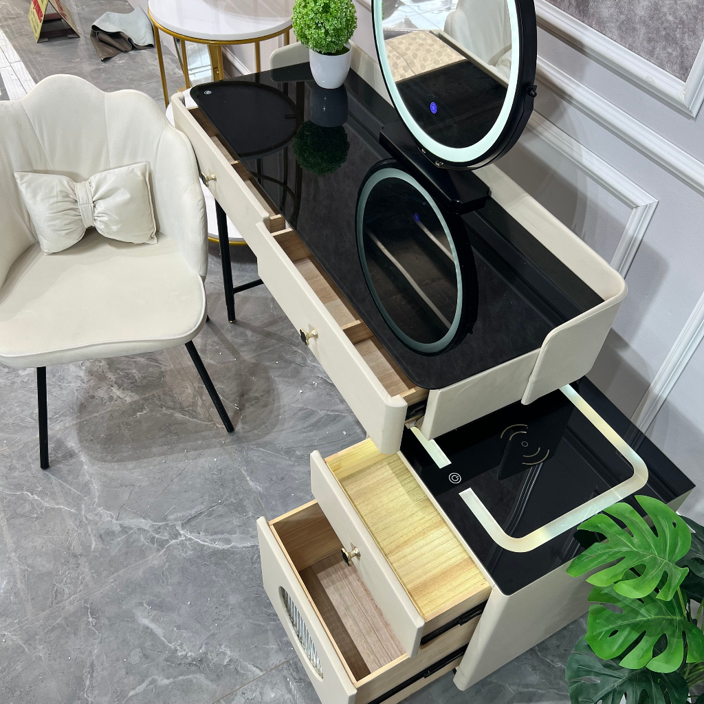 Bàn trang điểm thông minh, bàn phấn thông minh có loa sạc đèn đủ bộ cả ghế và gương  - Mã VTP10 - Nội thất Chani