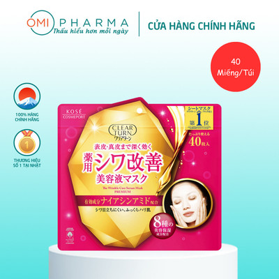 Mặt Nạ Chống Nhăn Da Cao Cấp Kose Clear Turn Nhật Bản (40 Miếng/Túi)