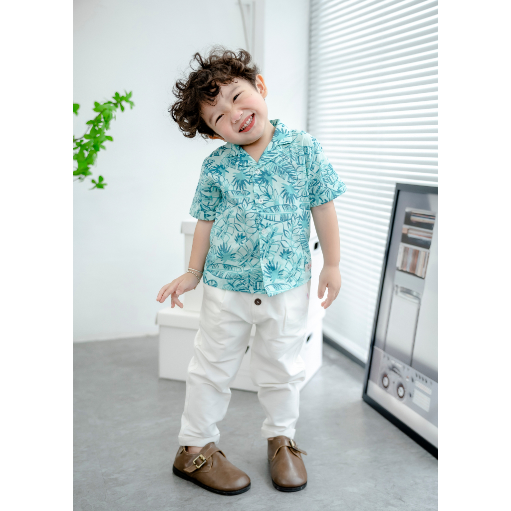 Áo sơ mi tay ngắn bé trai BAA BABY chemise pyjamas cho bé họa tiết mùa hè từ 1-7 tuổi - B-BT-SM08N-04